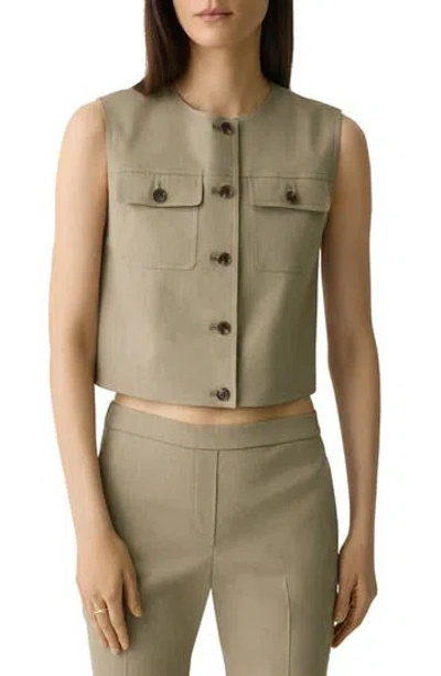 Theory Linen Blend Trucker Vest In Multi