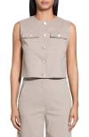 Theory Wool And Cashmere Cropped Cardigan Jacket In Soft Taupe