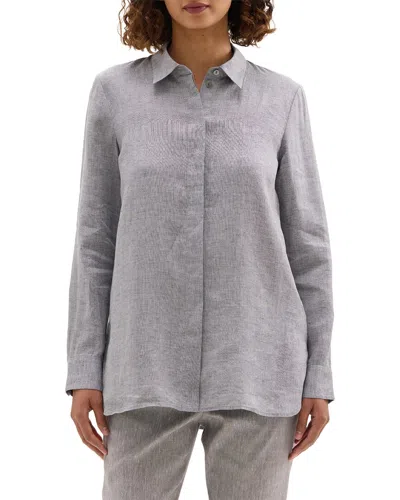 Theory Linen-blend Tunic In Gray