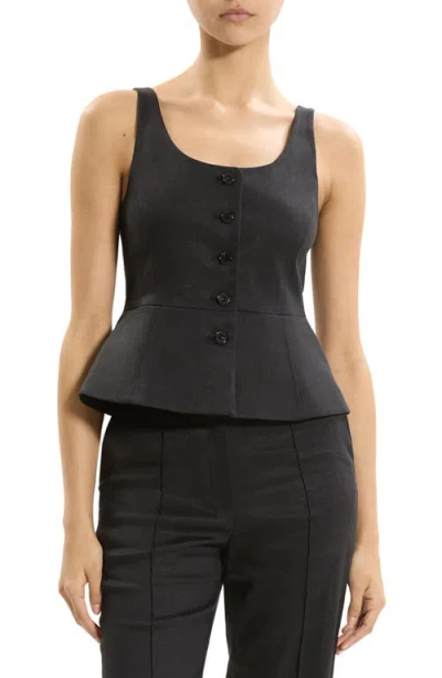 Theory Linen Blend Vest In Black