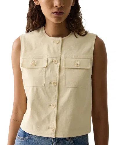 Theory Linen-blend Vest In Neutral