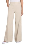 Theory High-waist Wide-leg Pant In Striped Canvas In Brown