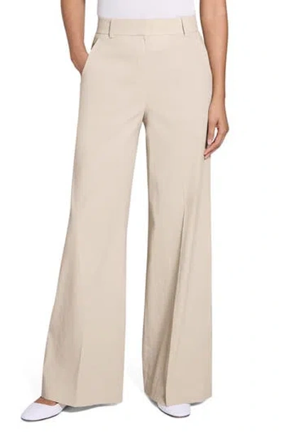 THEORY THEORY LINEN BLEND WIDE LEG PANTS