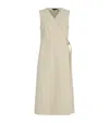 Theory Sleeveless A-line Wrap Dress In Striped Canvas In Neutral