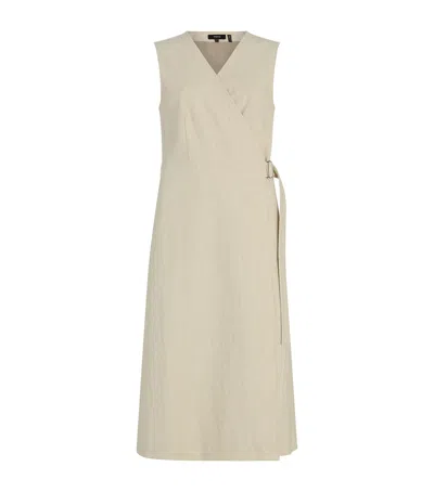 THEORY LINEN-BLEND WRAP DRESS