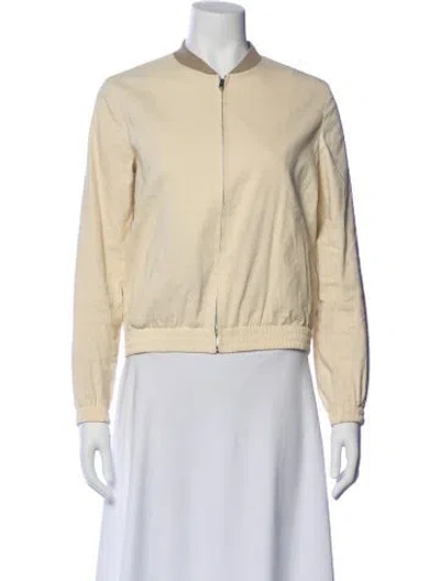 Pre-owned Theory Linen Bomber Jacket In Neutral