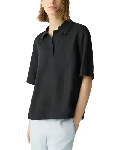 THEORY THEORY LINEN BOXY POLO TOP