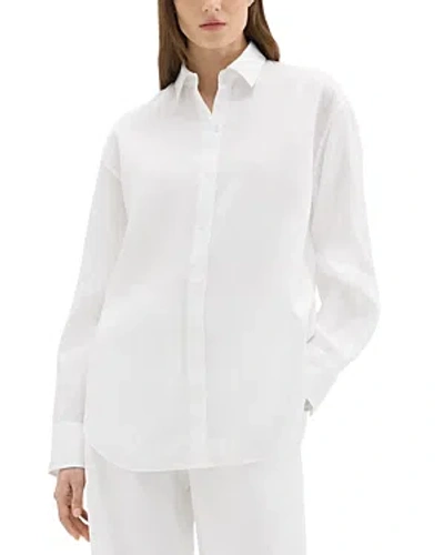 Theory Boyfriend Shirt In Relaxed Linen In White