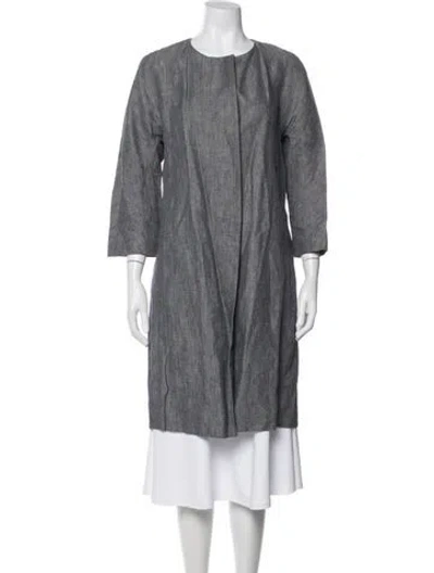 Pre-owned Theory Linen Coat In Blue