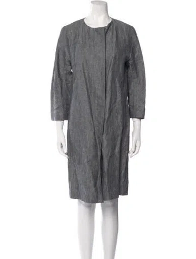 Pre-owned Theory Linen Coat In Gray