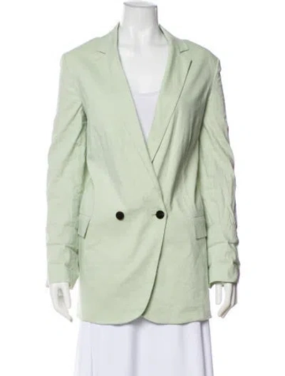 Pre-owned Theory Linen Coat In Green