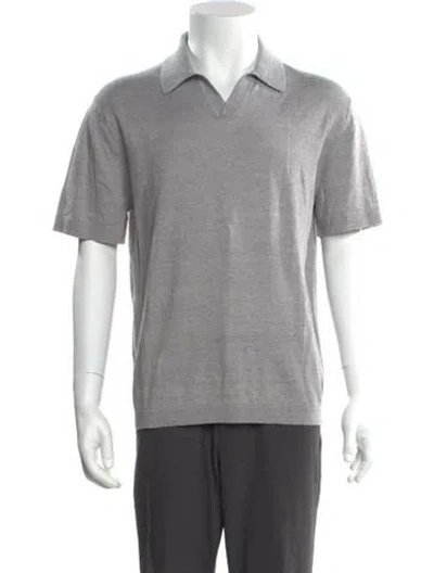 Pre-owned Theory Linen Collar Polo Shirt In Gray