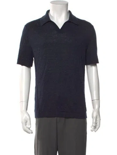 Pre-owned Theory Linen Collar Polo Sweater In Blue