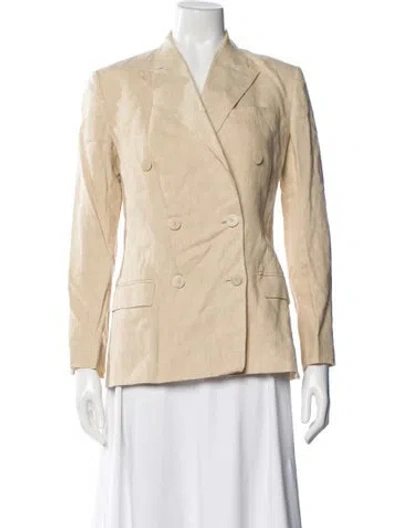 Pre-owned Theory Linen Colorblock Pattern Blazer In Neutral