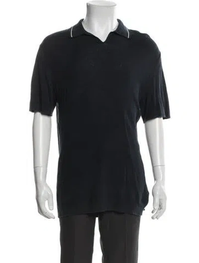 Pre-owned Theory Linen Crew Neck Polo Sweater In Black