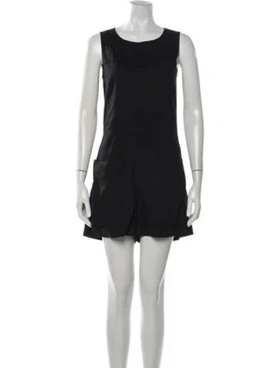 Pre-owned Theory Linen Crew Neck Romper In Black
