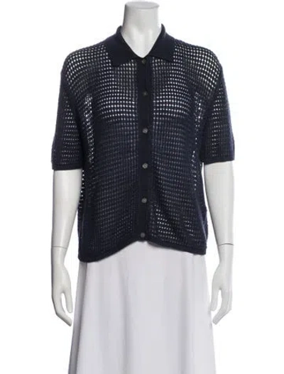 Pre-owned Theory Linen Crew Neck Sweater In Blue