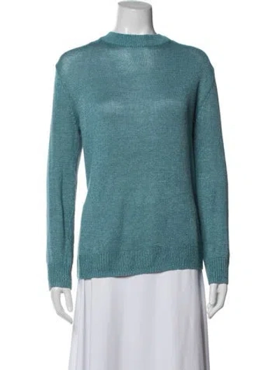 Pre-owned Theory Linen Crew Neck Sweater In Blue