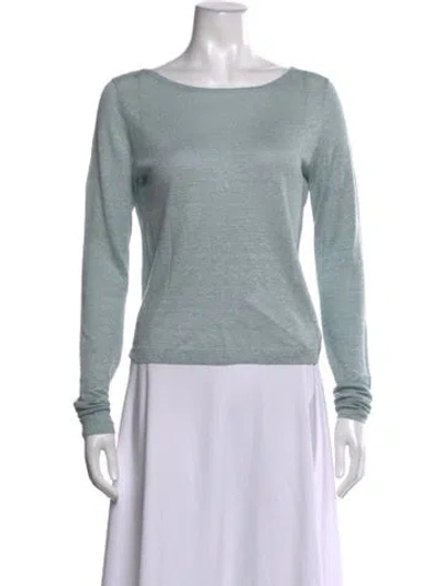 Pre-owned Theory Linen Crew Neck Sweater In Blue