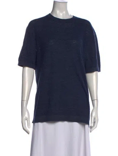 Pre-owned Theory Linen Crew Neck Sweater W/ Tags In Blue