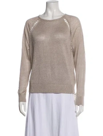 Pre-owned Theory Linen Crew Neck Sweater W/ Tags In Neutrals