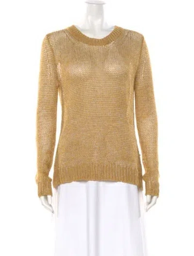 Pre-owned Theory Linen Crew Neck Sweater In Yellow