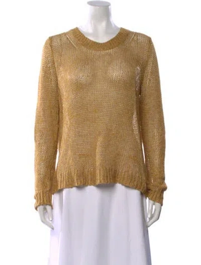Pre-owned Theory Linen Crew Neck Sweater In Yellow