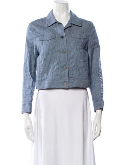 Pre-owned Theory Linen Denim Jacket In Blue