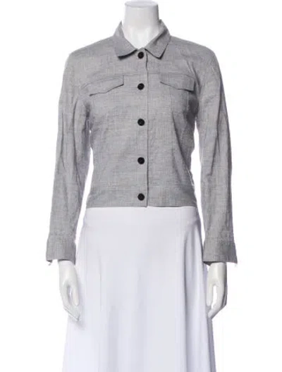 Pre-owned Theory Linen Denim Jacket In Gray