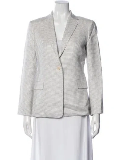 Pre-owned Theory Linen Houndstooth Print Blazer In Multi