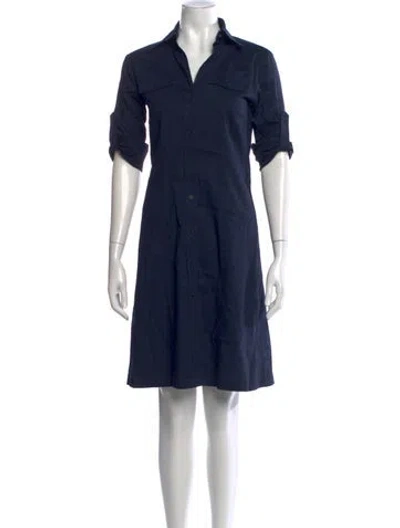 Pre-owned Theory Linen Knee-length Dress In Blue