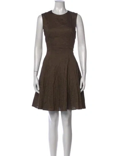 Pre-owned Theory Linen Knee-length Dress In Brown