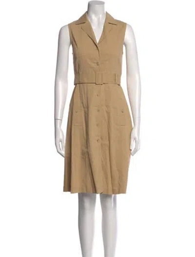 Pre-owned Theory Linen Knee-length Dress In Brown