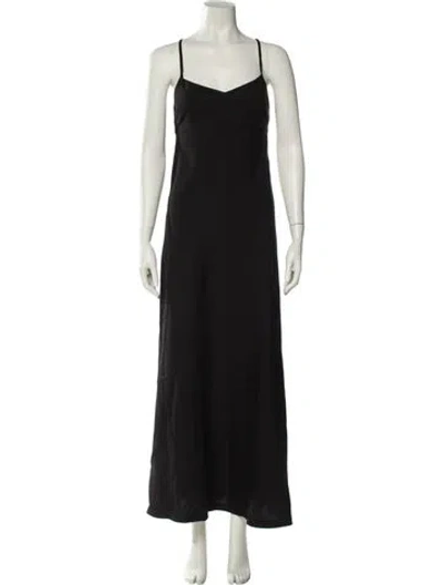 Pre-owned Theory Linen Long Dress In Black
