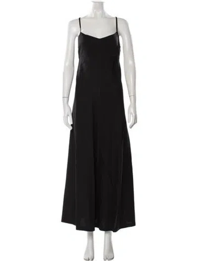 Pre-owned Theory Linen Long Dress In Black