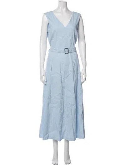 Pre-owned Theory Linen Long Dress In Blue