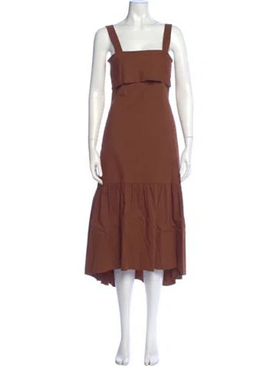 Pre-owned Theory Linen Long Dress In Brown