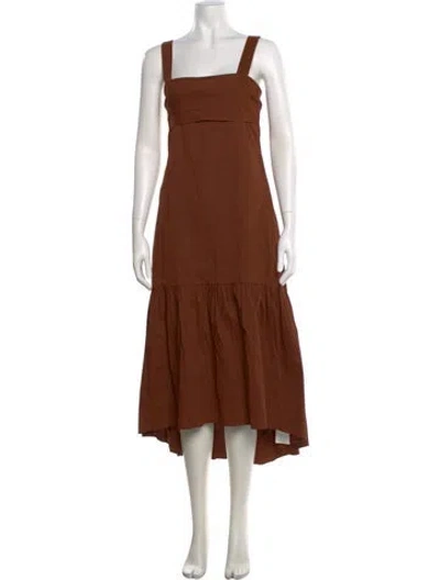 Pre-owned Theory Linen Long Dress In Brown