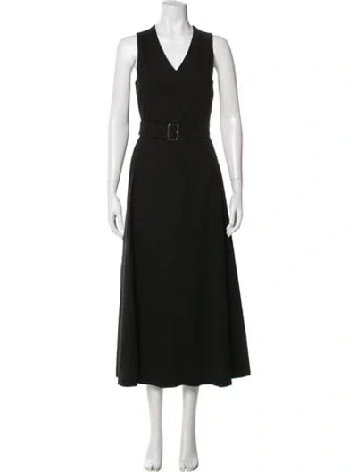 Pre-owned Theory Linen Long Dress In Gray