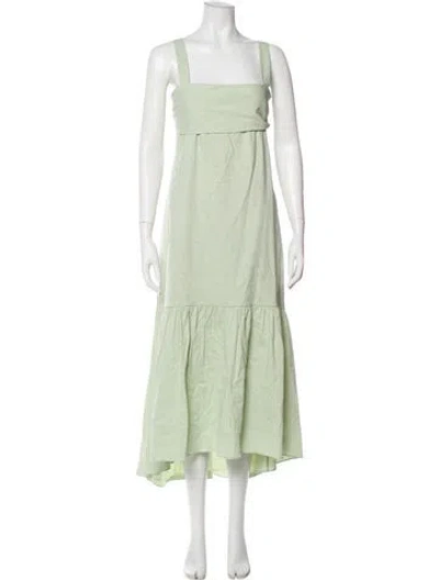 Pre-owned Theory Linen Long Dress In Green