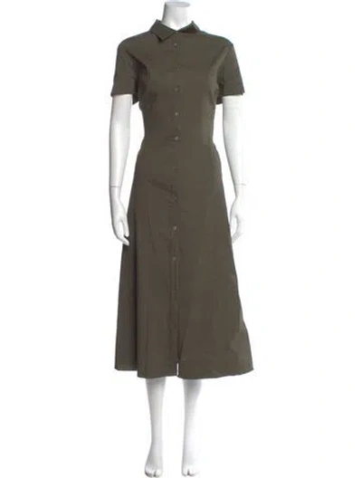 Pre-owned Theory Linen Long Dress In Green