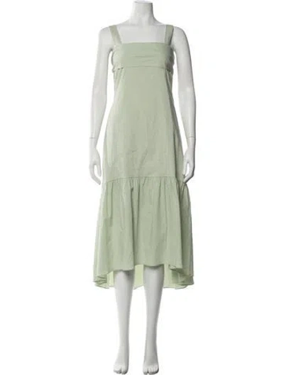Pre-owned Theory Linen Long Dress In Green