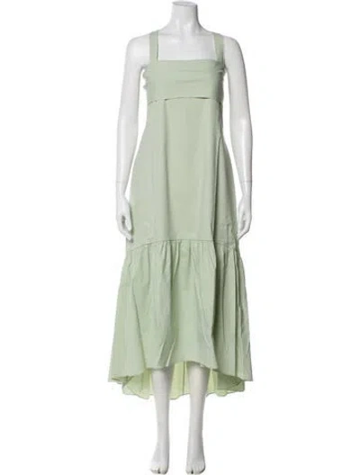 Pre-owned Theory Linen Long Dress In Green