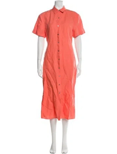 Pre-owned Theory Linen Long Dress In Orange