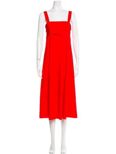 Pre-owned Theory Linen Long Dress In Red