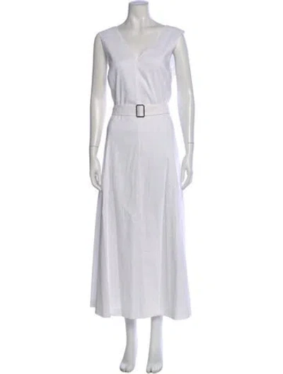 Pre-owned Theory Linen Long Dress W/ Tags In White