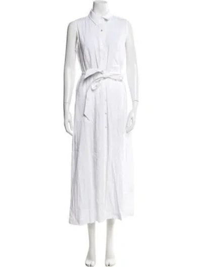 Pre-owned Theory Linen Long Dress W/ Tags In White