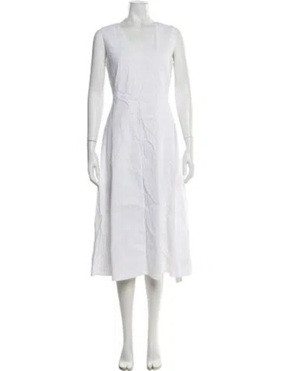 Pre-owned Theory Linen Long Dress In White