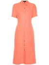 Theory Galena Linen Maxi Shirtdress In Orange