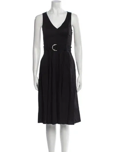 Pre-owned Theory Linen Midi Length Dress In Black